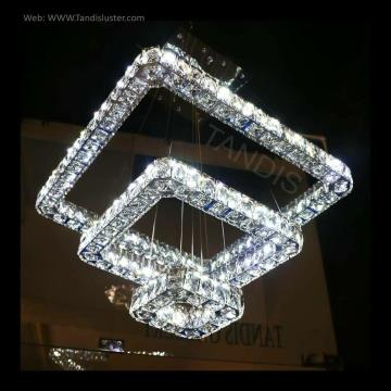 لوستر اس ام دی مربعی 3 حلقه کف کریستال 60*40*20